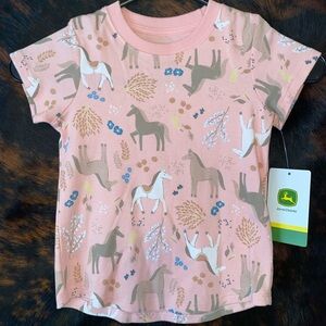 NWT 3T John Deere Girls Pink Horse Shirt